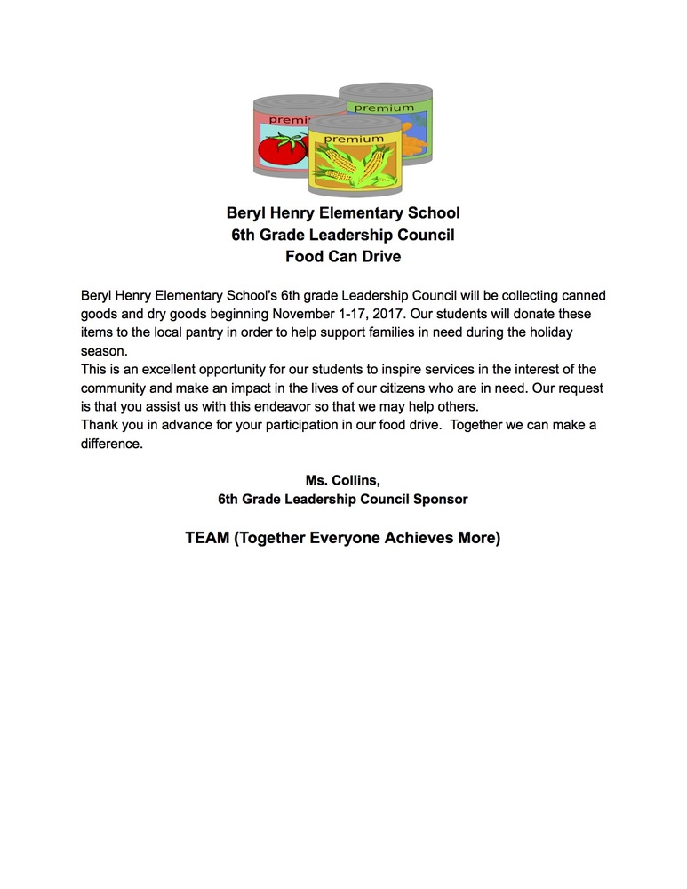 BHE Canned Food Drive