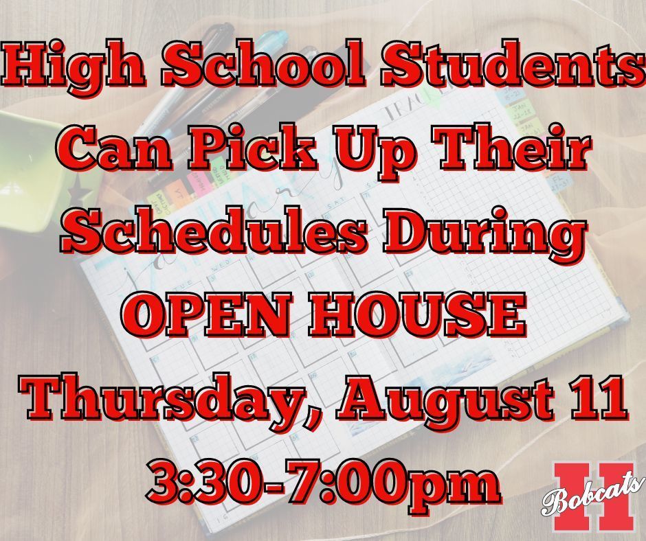 High School Student Schedules Available Thursday at Open House | Hope