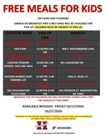 Meals offered by HPS during closure