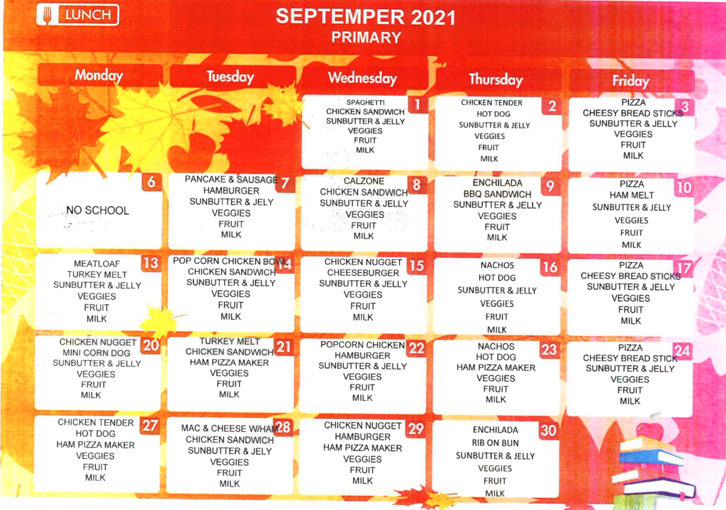 Here is the menu for September
