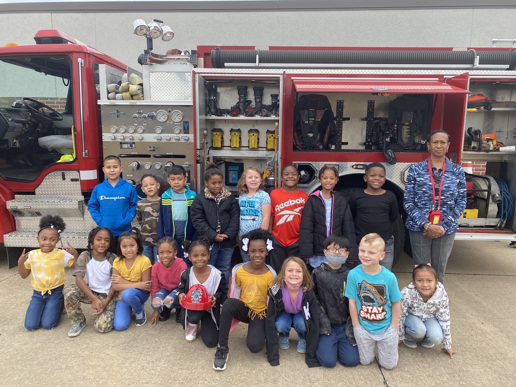 gulleys first graders with fire truck